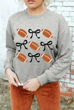 Gray football round neck long sleeve sweatshirt with bow pattern