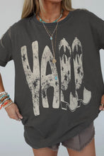 Gray Graphic Tee with YALL and Cowboy Boot for Women Dark Gray