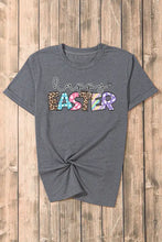 Gray Happy Easter Graphic Rolled Sleeve T Shirt for Women Woman T Shirts