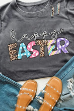 Gray Happy Easter Graphic Rolled Sleeve T Shirt for Women Woman T Shirts