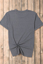 Gray Happy Easter Graphic Rolled Sleeve T Shirt for Women