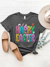 Gray Heather Happy Easter T-Shirt for Women Dark Gray Woman T Shirts