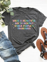 Gray Heathered Short Sleeve T-Shirt with Colorful Text for Women Dark Gray