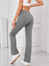 Gray High-Waisted Flared Yoga Pants with Pockets for Women