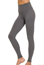 Gray High Waisted Leggings with Premium Microfiber and Wide Waistband