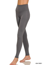 Gray High Waisted Leggings with Premium Microfiber and Wide Waistband ASH GREY