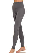 Gray High Waisted Leggings with Premium Microfiber and Wide Waistband