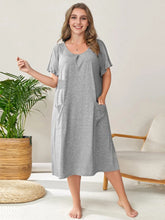 Gray Knit Midi Nightgown with Moderate Stretch