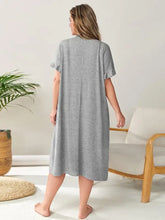Gray Knit Midi Nightgown with Moderate Stretch Sleep Dresses