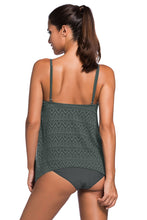 Gray Lace Two-Piece Tankini Swimsuit with Removable Padding