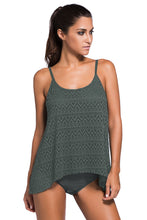 Gray Lace Two-Piece Tankini Swimsuit with Removable Padding