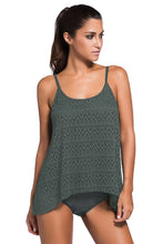 Gray Lace Two-Piece Tankini Swimsuit with Removable Padding Woman Swim sets