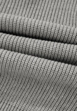 Gray lace-up cardigan sweater with ribbed cuffs and button details texture