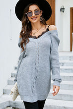 Gray Long Sleeve Knit Sweater Dress