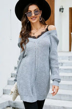 Gray Long Sleeve Knit Sweater Dress Sweater Pullovers