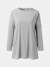 Gray Long Sleeve Oversized Tunic with Pockets for Women