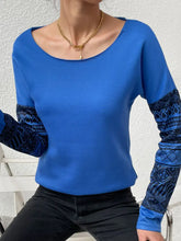 Gray Long Sleeve Patterned Top for Women Off Shoulder Casual Style Woman T Shirts