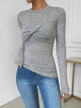 Gray Long Sleeve Twist Front Top for Women Gray