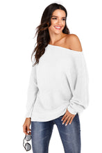 Gray Off Shoulder Sweater Long Sleeve Length Casual Pullover