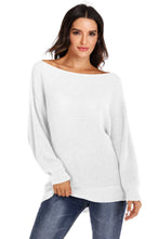 Gray Off Shoulder Sweater Long Sleeve Length Casual Pullover White