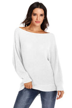 Gray Off Shoulder Sweater Long Sleeve Length Casual Pullover White Sweater Pullovers