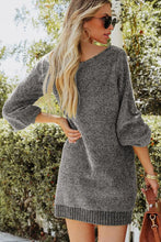 Gray Off-the-Shoulder Knit Sweater Dress for Women