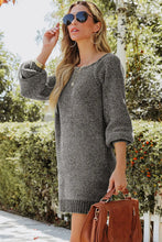 Gray Off-the-Shoulder Knit Sweater Dress for Women