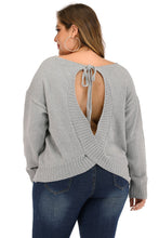Gray Open-Back Sweater with Long Sleeve Length for Women