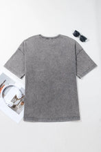 Gray Oversized Cotton Pocket T Shirt for Women