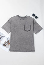 Gray Oversized Cotton Pocket T Shirt for Women
