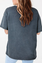 Gray Oversized T Shirt with Cowboy Boot and Rose Design