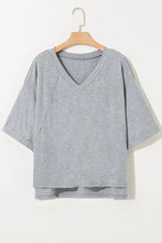 Gray Oversized V-Neck T-Shirt for Women Woman T Shirts