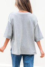 Gray Oversized V-Neck T-Shirt for Women