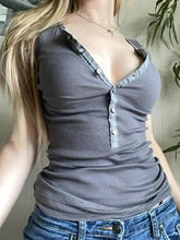 Gray Ribbed Button-Up T-Shirt for Women Gray Woman T Shirts