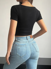 Gray Ribbed Crop Top with Light Blue Denim Jeans Set
