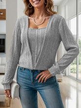 Gray Ribbed Knit Acrylic Top for Women Gray Woman T Shirts