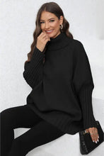 Gray Ribbed Turtleneck Sweater Long Sleeve Pullover Sweater Pullovers