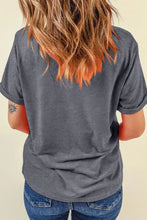 Gray Rolled Sleeve Graphic Tee for Women Woman T Shirts