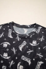 Gray Sheer Cowboy Print Western T-Shirt for Women Woman T Shirts