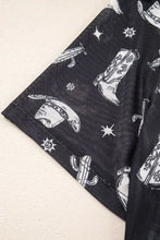 Gray Sheer Cowboy Print Western T-Shirt for Women Woman T Shirts