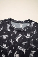 Gray Sheer Cowboy Print Western T-Shirt for Women Woman T Shirts