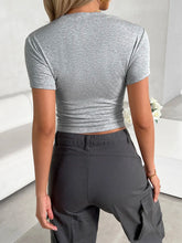 Gray Short-Sleeve Cropped T-Shirt for Women