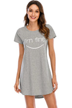 Gray Short Sleeve Nightgown with Im Fine Text