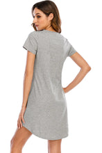 Gray Short Sleeve Nightgown with Im Fine Text
