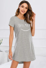 Gray Short Sleeve Nightgown with Im Fine Text Gray