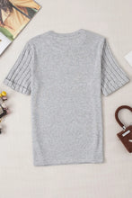 Gray Short Sleeve T Shirt with Pink Bow for Women