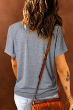 Gray Short-Sleeved T-Shirt with Colorful Bow Print for Women