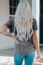 Gray Short-Sleeved T-Shirt with Colorful Bow Print for Women