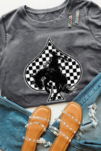 Gray Spades Western Graphic T Shirt for Women Basic Stretchy Cotton Blend