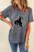 Gray Spades Western Graphic T Shirt for Women Basic Stretchy Cotton Blend